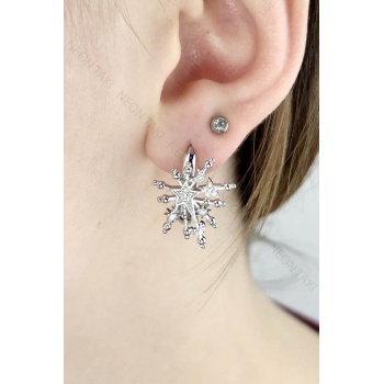 Yıldız Yağmuru, Paslanmaz Çelik Küpe 658, Gümüş Renk