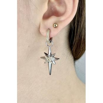 Kuzey Yıldızı Paslanmaz Çelik Küpe 659, Gümüş Renk