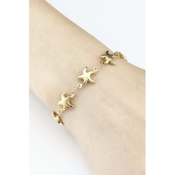 Bileklik, Kararmayan Paslanmaz Çelik, Deniz Yıldızı Detaylı, Altın Renk, Model502