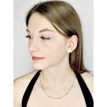 Kolye, Kararmayan Paslanmaz Çelik, Topçuk Zincirli, Gümüş Renk, Model353