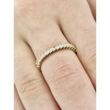 Zirkon Taş, Altın Kaplama Çelik Yüzük 171, Altın Renk, Ayarlanabilir