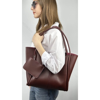 Cüzdan Detaylı, Fermuarlı El ve Omuz Çantası Bordo Renk, 73