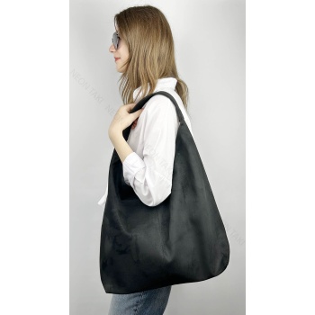 Salaş Süet Omuz Çantası, Çanta 76, Siyah Renk