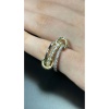 Zirkon Taşlı, Üçlü Yüzük 175, Gümüş ve Altın Renk, Ölçü 19 mm