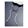 Kolye, Kararmayan Paslanmaz Çelik, Kurdela ve İnci Detaylı, Gümüş Renk, Model356