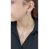 Zirkon Taşlı, Küpe Ve Kolye, Platinyum Kaplama Çelik Set 45, Gümüş Renk