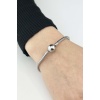 Charm Taşıyıcı, Paslanmaz Çelik, Pan Bileklik 138, Küre Klipsli, 19cm, Gümüş renk