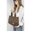Kanvas Kumaş, İki adet Ön Cepli Tote El ve Omuz Çantası Acı Kahve, 69