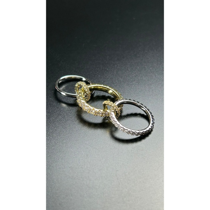 Zirkon Taşlı, Üçlü Yüzük 173, Gümüş ve Altın Renk, Ölçü 17 mm