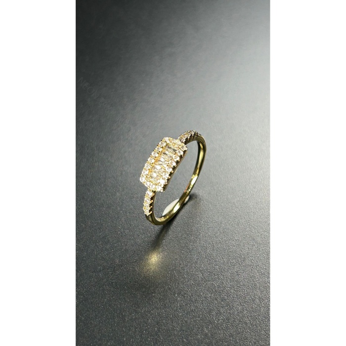Zirkon Taş, Altın Kaplama, Paslanmaz Çelik Yüzük 167, Altın Renk, Ölçü 17mm
