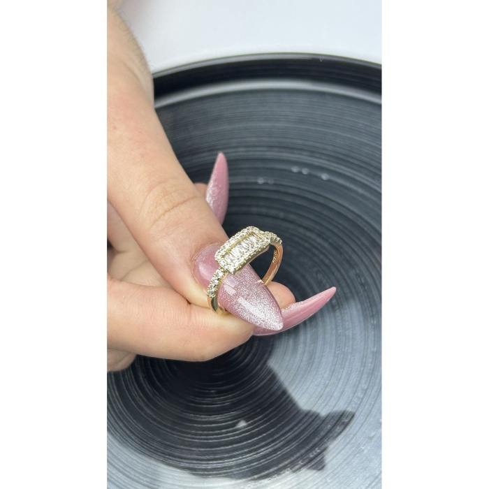 Zirkon Taş, Altın Kaplama, Paslanmaz Çelik Yüzük 168, Altın Renk, Ölçü 18mm