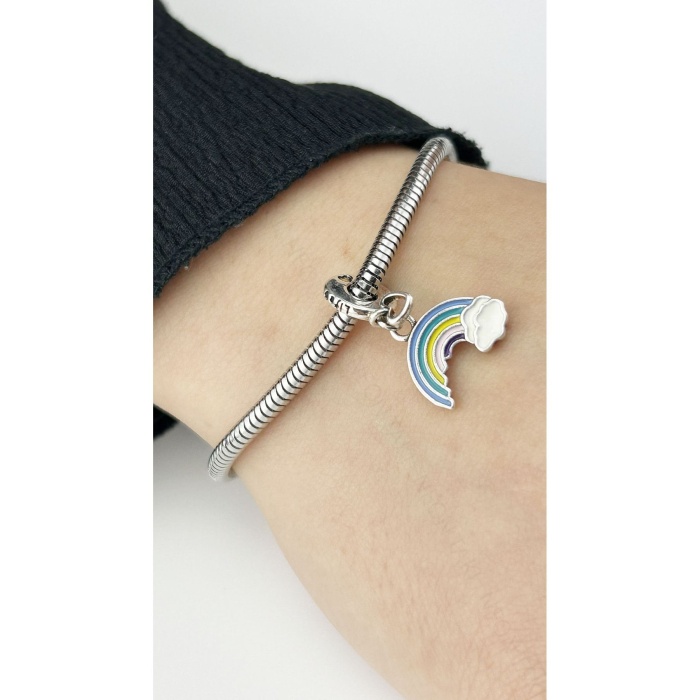 Charm, Kararmayan Çelik, Gökkuşağı Detaylı (BİLEKLİK DAHİL DEĞİLDİR!!), Gümüş Renk, Model44