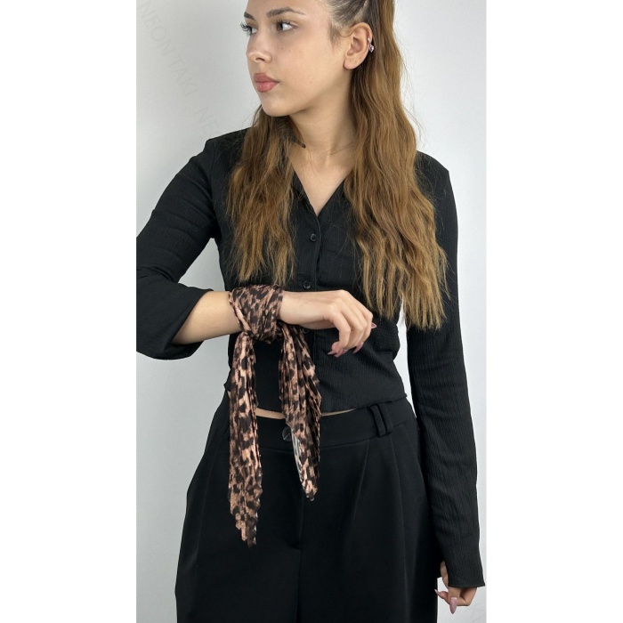 Leopar Desen, Piliseli (Katlamalı) Fular 29, 48cmx48cm