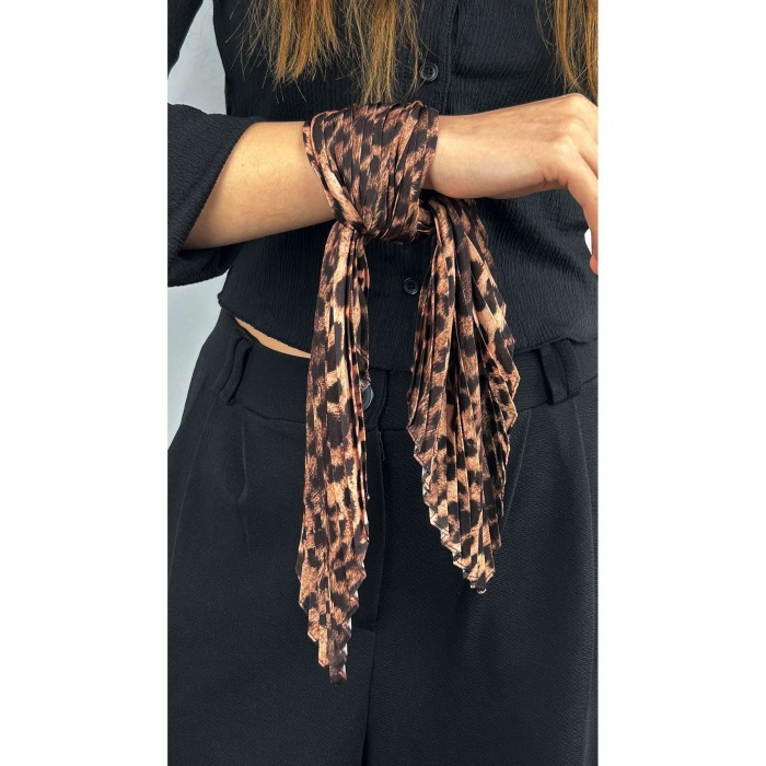 Leopar Desen, Piliseli (Katlamalı) Fular 29, 48cmx48cm