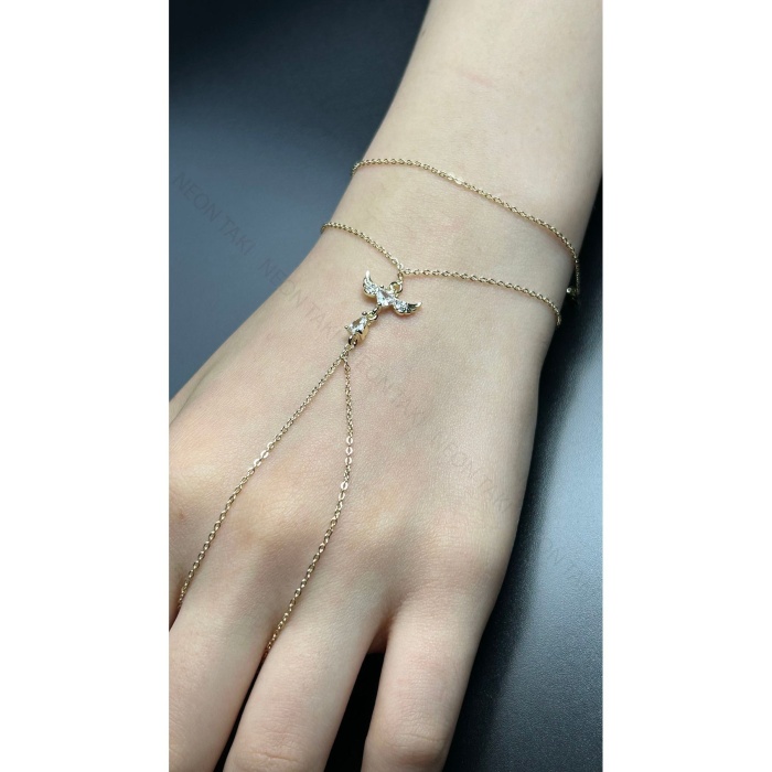 Zirkon Taşlı, Anka Kuşu Figürlü Şahmeran 17, Altın Renk