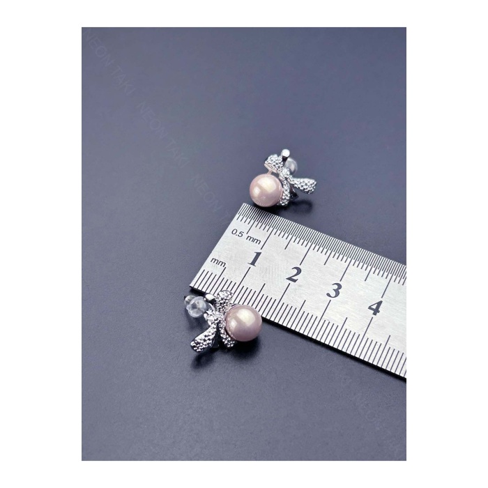 Küpe, Kurdela ve İnci Detaylı, Gümüş Renk, Model591