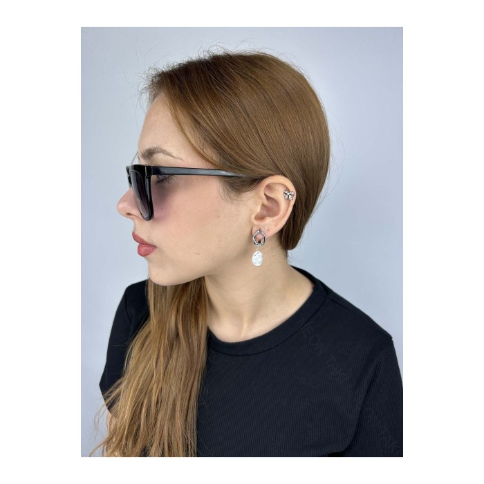 Küpe, Kararmayan Paslanmaz Çelik, İnci Detaylı, Gümüş Renk, Model585