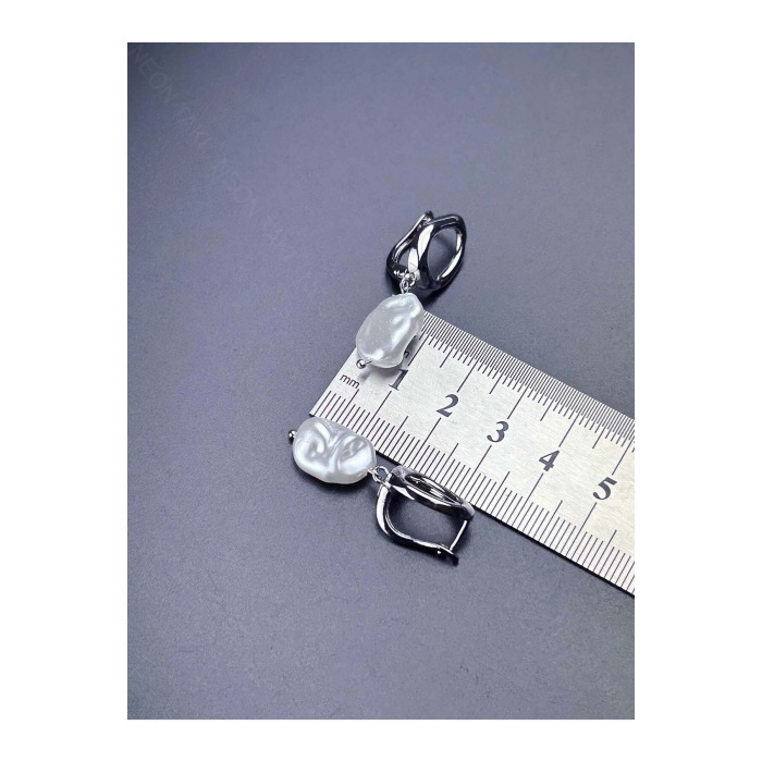 Küpe, Kararmayan Paslanmaz Çelik, İnci Detaylı, Gümüş Renk, Model585