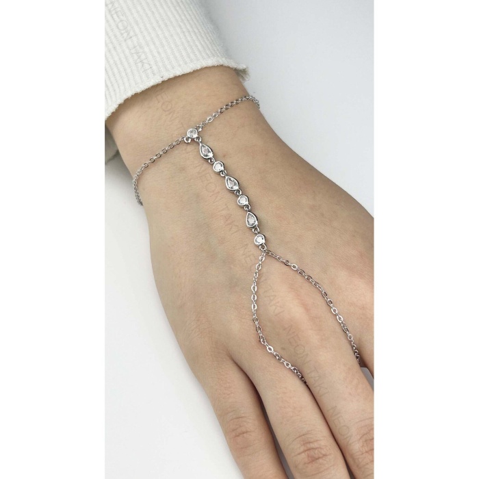 Zirkon Taşlı, Damla Model, Paslanmaz Çelik Şahmeran 8, Gümüş Renk