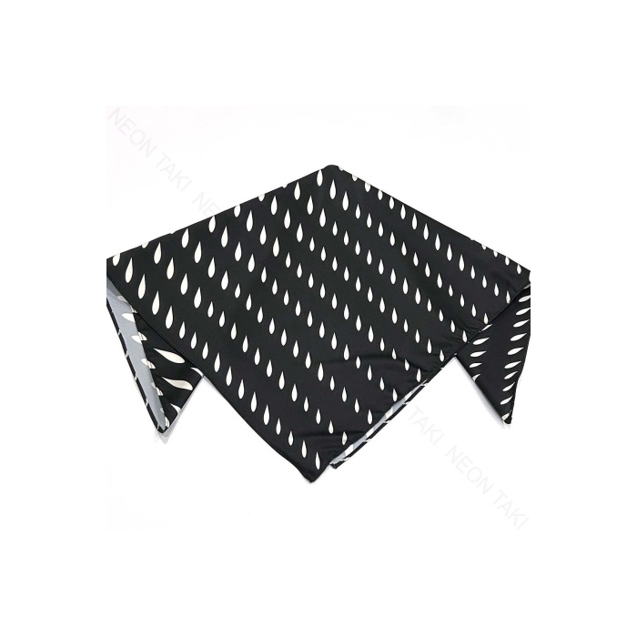 Siyah Fon, Beyaz Damlalar, Fular 6, 57cmx55cm
