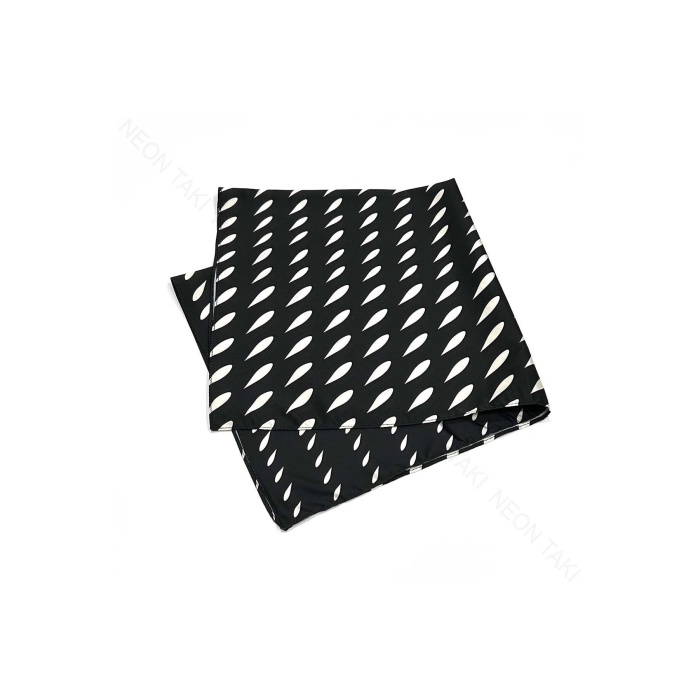 Siyah Fon, Beyaz Damlalar, Fular 6, 57cmx55cm