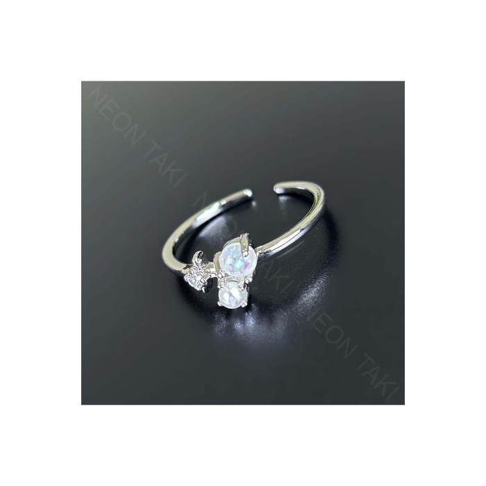 Yüzük, Zirkon Taşlı, Kararmayan Paslanmaz, Mineli İnci, Ölçü Ayarlanabilir, Gümüş Renk, Model132