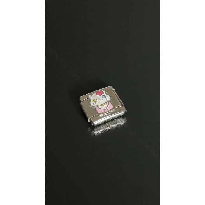 Hello Kitty Figürlü, Italyan Nom Bileklik Için Çelik Charm 16, Gümüş Renk