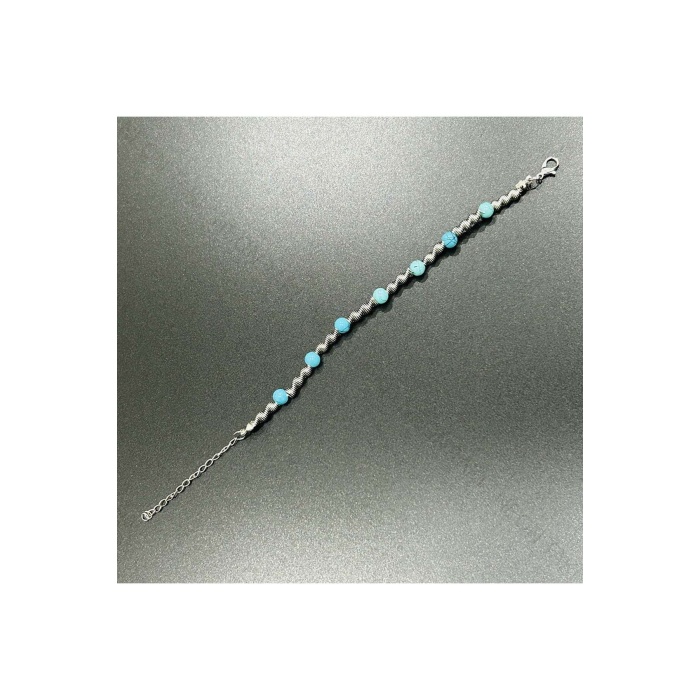 Bileklik, Kararmayan Çelik, Topçuk Detaylı, Gümüş Renk, Model360