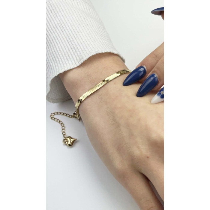 Bileklik, Kararmayan Paslanmaz Çelik, İtalyan Zinciri, Altın Renk, Model126