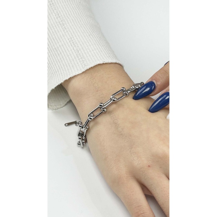 Bileklik, Kararmayan Paslanmaz Çelik, Gümüş Renk, Model378