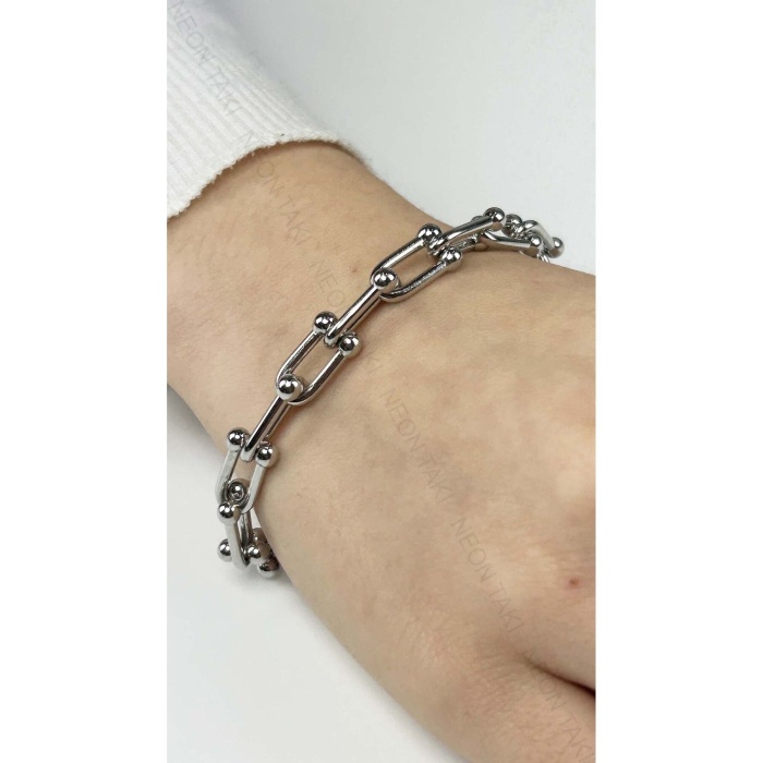 Bileklik, Kararmayan Paslanmaz Çelik, Gümüş Renk, Model378