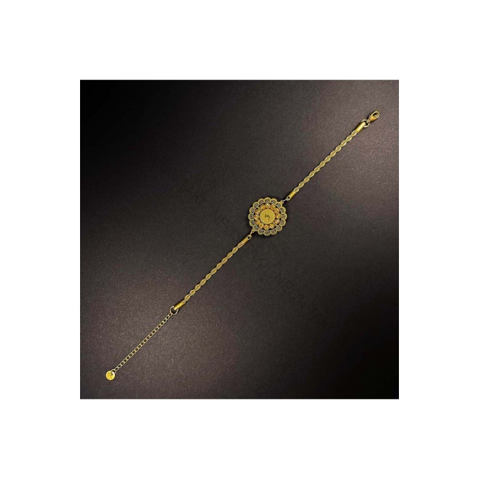 Bileklik, Kararmayan Paslanmaz Çelik, Ata Model, Reşatlı, Dorika Detaylı, Altın Renk, Model8