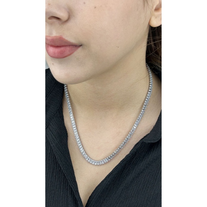 Kolye, Zirkon Taşlı, Kararmayan Paslanmaz Çelik, Su Yolu, Gümüş Renk, Model106