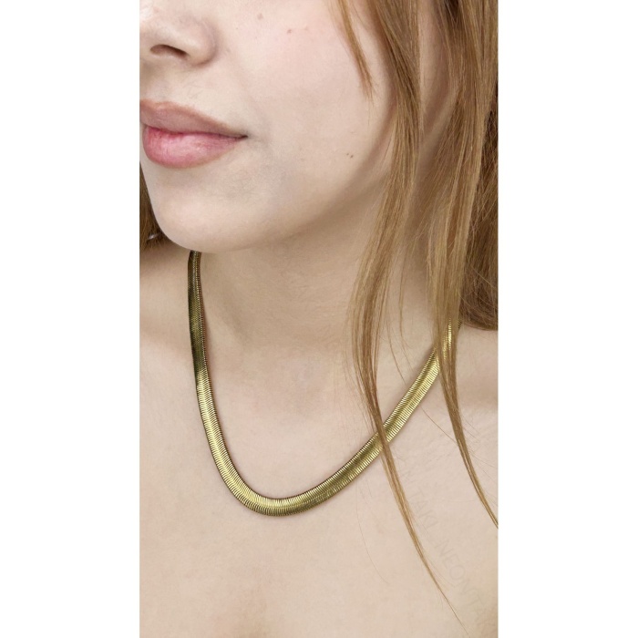 Kolye, Kararmayan Paslanmaz Çelik, Kalın İtalyan Zinciri, Altın Renk, Model160