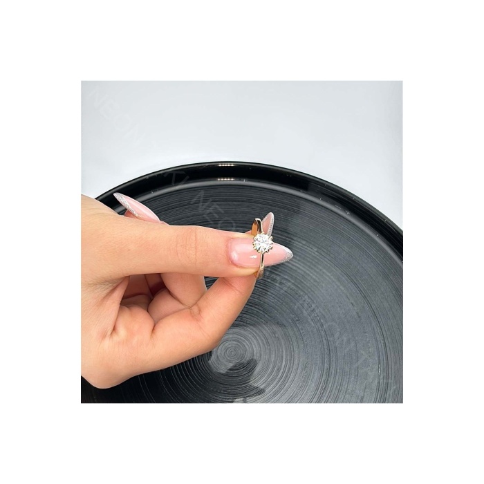 Zirkon Taşlı Altın Kaplama Paslanmaz Yüzük 3, Pembe (ROSE) Renk