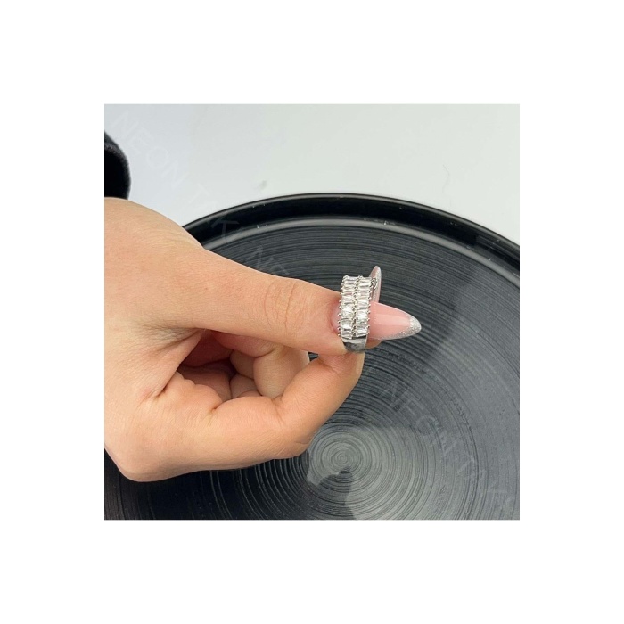 Yüzük, Zirkon Taşlı, Kararmayan Çelik, Ölçü Ayarlanabilir, Gümüş Renk, Model44