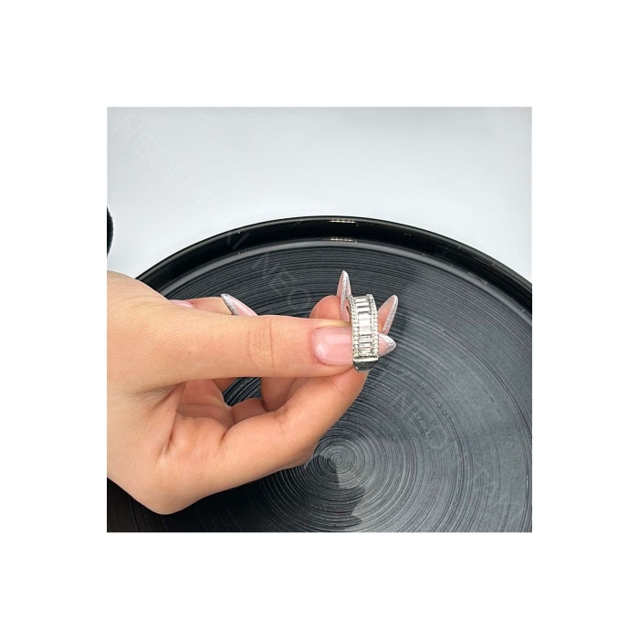 Yüzük, Zirkon Taşlı, Kararmayan Çelik, Ölçü Ayarlanabilir, Gümüş Renk, Model75