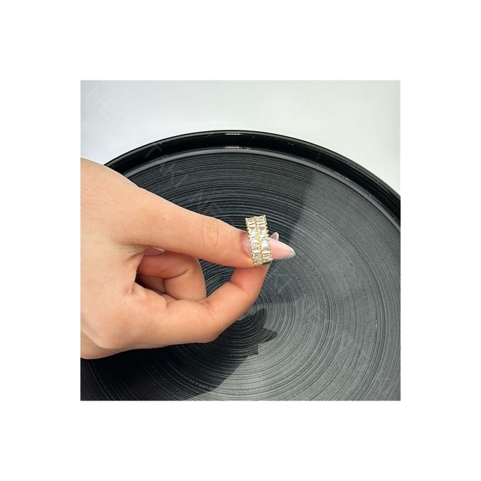 Yüzük, Zirkon Taşlı, Kararmayan Çelik, Ölçü Ayarlanabilir, Altın Renk, Model33