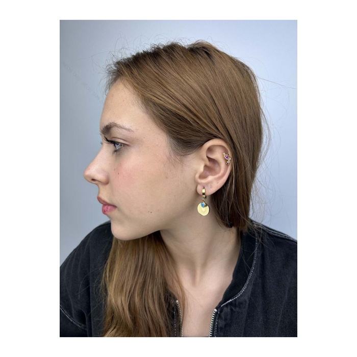 Küpe, Kararmayan Paslanmaz Çelik, Göz Detaylı, Reşatlı Ata Model, Altın Renk, Model82