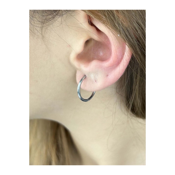 Küpe, Kararmayan Paslanmaz Çelik, Halka Model, Gümüş Renk, Model423