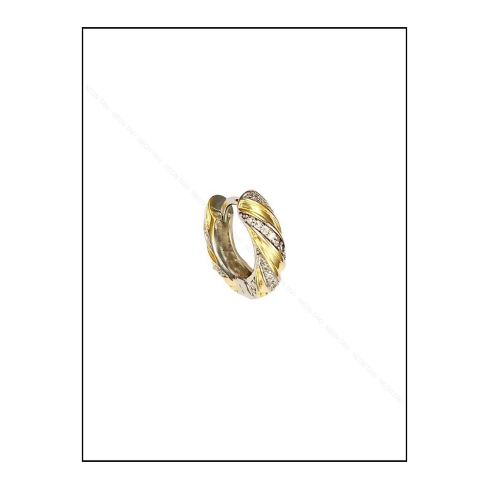 Zirkon Taşlı, Halka Model, Küpe 171, Kasa Altın Renk
