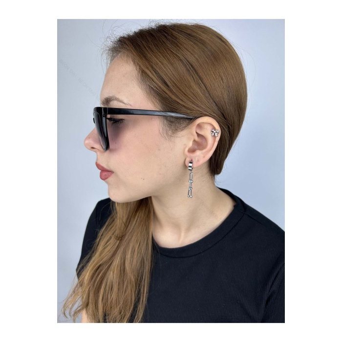 Küpe, Kararmayan Paslanmaz Çelik, Sallantılı, Gümüş Renk, Model149