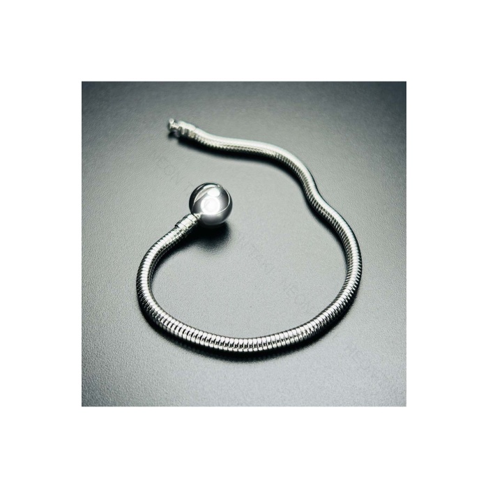 Charm Taşıyıcı Paslanmaz Bileklik 141, Küre Klipsli 17cm