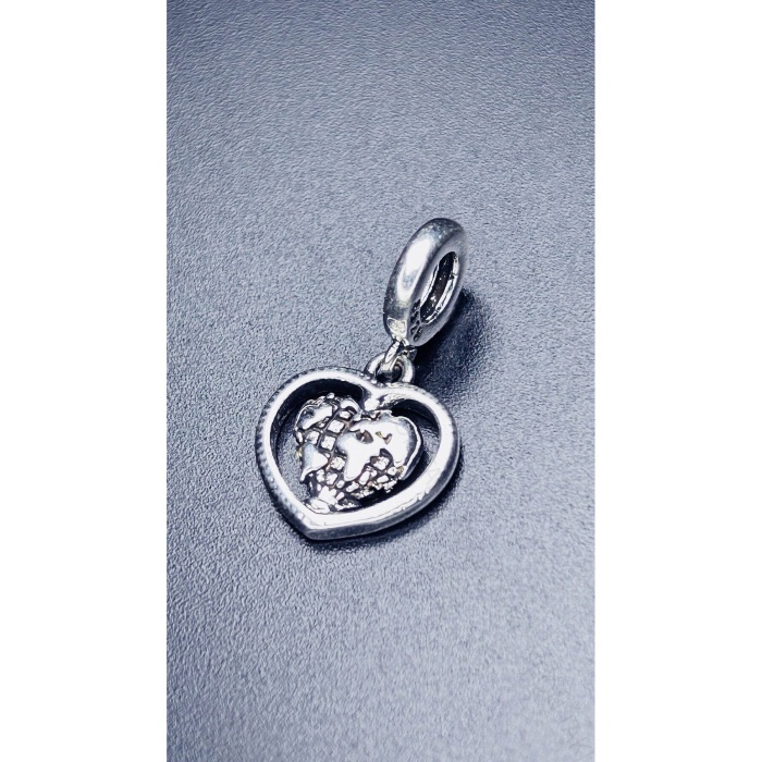 Aile Ve Kalp Dünya, Sallantılı, Pan Bileklik Için Çelik Charm 16, Gümüş Renk