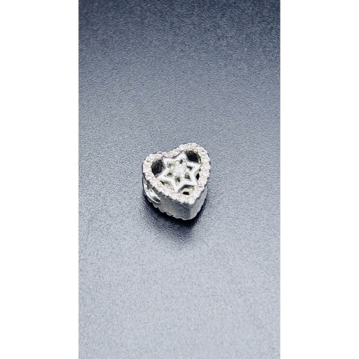 Kalp Içinde Zirkon Taşlı Yıldız, Pan Bileklik Için Çelik Charm 3, Gümüş Renk