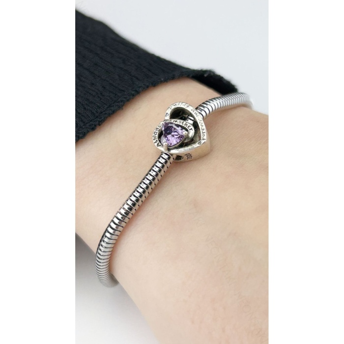Charm, Zirkon Taşlı, Kararmayan, Kalp, Sonsuz Aşk, BİLEKLİK DAHİL DEĞİL, Gümüş Renk, Model15