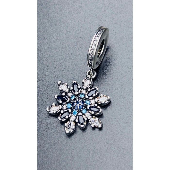 Zirkon Taşlı, Pan Bileklik Için Çelik Charm 5, Gümüş Renk