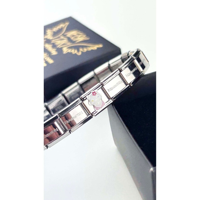 Hello Kitty Figürlü, Italyan Nom Bileklik Için Çelik Charm 16, Gümüş Renk