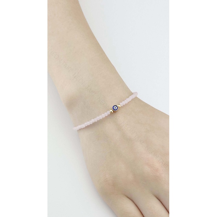 Nazar Boncuklu, Pembe Taşlı Bileklik 505