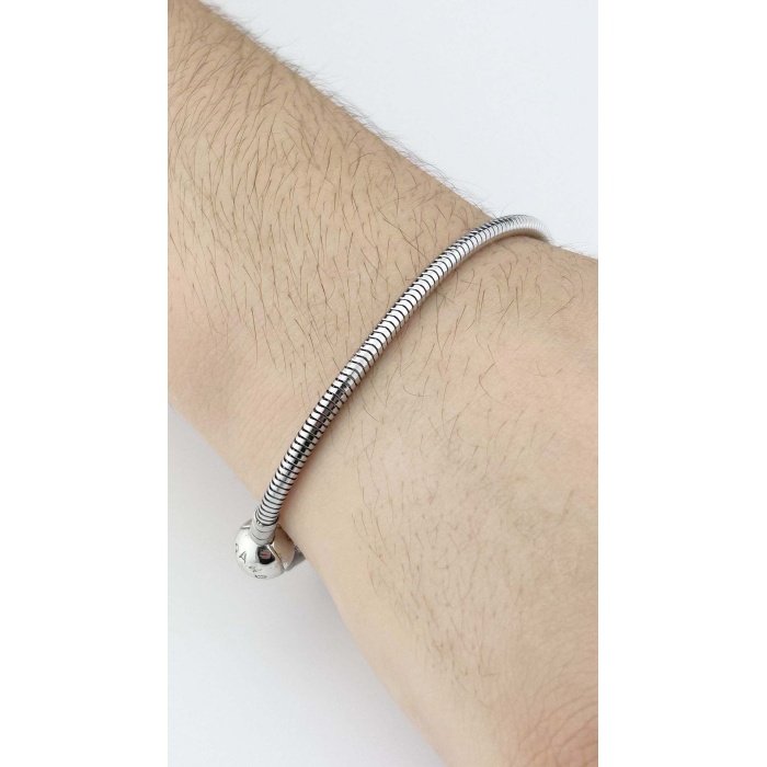 Charm Taşıyıcı Paslanmaz Bileklik 138, Küre Klipsli 19cm
